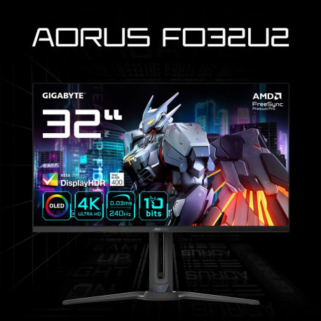 Монитор 31.5" Gigabyte AORUS FO32U2-EK Black (OLED, 3840 х 2160, 240Hz, 250 cd/m, 1000:1, 2xHDMI 2.1, DP 1.4 3xUSB 3.2, USB Type-C)-11