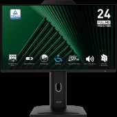 Монитор 23.8" MSI PRO MP242PMG IPS, 1920x1080, 120Hz, 4ms, 300сd/m, 1500:1, HDR | VGA, HDMI(1.4b), DP(1.2a), 2xUSB2.0 | HAS, Pivot, Swivel, InPSU, Speakers, Cam, Vesa 100, Black