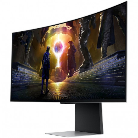 Монитор 34" SAMSUNG S34DG852SI Odyssey OLED G8 Ultra WQHD Smart Curved OLED, 3440x1440, 175Hz, 0,03ms, 250сd/m, 1000000:1, HDR10 | 2xHDMI(2.1), DP(1.4), 2xUSB3.0 | HAS, ExPSU, Speakers, Vesa 100, Silver/Black-1