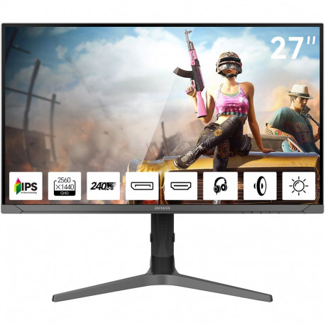 Монитор 27" AIWA MD2715 IPS, 2560x1440, 240Hz, 1ms, 350сd/m, 1000:1, HDR | 2xHDMI(2.0), 2xDP(1.2) | HAS, Pivot, Swivel, ExPSU, Speakers, Vesa 75, Black