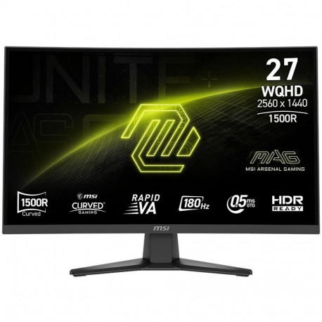 Монитор 27" MSI MAG 275CQF E18 Curved Rapid VA, 2560x1440, 180Hz, 0,5ms, 250сd/m, 5000:1, HDR | 2xHDMI(2.0b), DP(1.4a) | InPSU, Vesa 100, Black