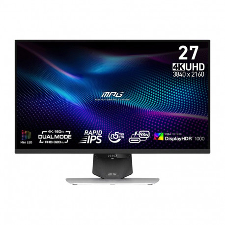 Монитор 27" MSI MPG 274URDFW E16M Rapid IPS, 3840x2160/1920x1080, 160Hz/320Hz, 0,5ms, 400сd/m, 1000:1, HDR10 | 2xHDMI(2.1), DP(1.4a), Type-C(PD-98W) | HAS, Pivot, Swivel, ExPSU, Vesa 100, White
