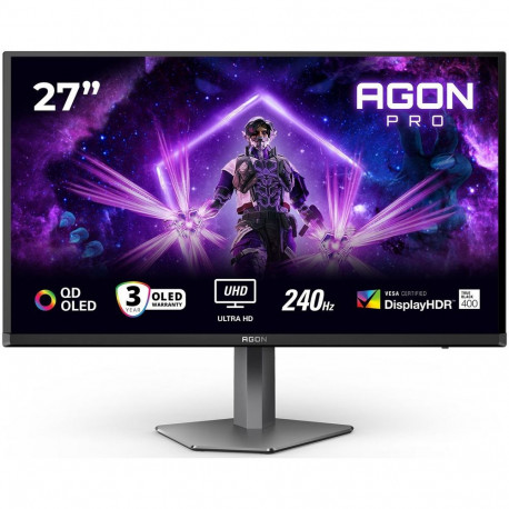 Монитор 26.5" AOC AGON AG276UZD QD-OLED, 3840x2160, 240Hz, 0,03ms, 1000сd/m, 1500000:1, HDR10 | 2xHDMI(2.1), DP(2.1), Type-C(PD-65W), 4xUSB 3.2 | HAS, Pivot, Swivel, ExPSU, Speakers, Vesa 100, Black/Grey