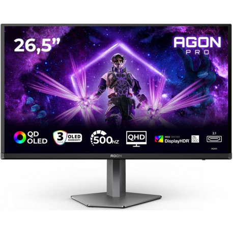 Монитор 26.5" AOC AGON AG276QKD2 QD-OLED, 2560x1440, 500Hz, 0,03ms, 1000сd/m, 1500000:1, HDR10 | 2xHDMI(2.1), DP(2.1), 4xUSB 3.2 | HAS, Pivot, Swivel, ExPSU, Speakers, Vesa 100, Black/Grey
