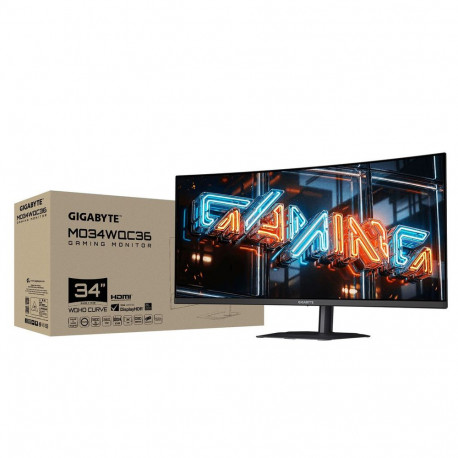 Монитор 34" Gigabyte MO34WQC36 EK Black (QD-OLED, 3440 x 1440, 360Hz, 0,03мс, 300 cd/m (1300cd/m пиковая) 2хHDMI 2.1, DP 2.1, 3xUSB3.2, USB Type-C 18W), HAS-130mm-7