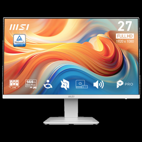 Монитор 27" MSI PRO MP273W E14A IPS, 1920x1080, 144Hz, 4ms, 250сd/m, 1500:1, HDR | VGA, HDMI(2.0), DP(1.2a) | ExPSU, Speakers, Vesa 100, White