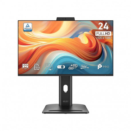 Монитор 23.8" MSI PRO MP245PDG E14 IPS, 1920x1080, 144Hz, 4ms, 250сd/m, 1000:1, HDR | HDMI(2.0b), DP(1.2a), Type-C(PD-98W), 2xUSB3.2, RJ45 | HAS, Pivot, Swivel, InPSU, Speakers, Cam, Vesa 100, Black