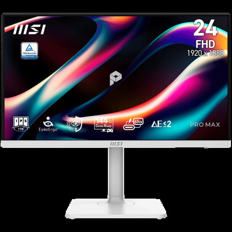 Монитор 23.8" MSI PRO MAX 241PHW E14 IPS, 1920x1080, 144Hz, 4ms, 300сd/m, 1500:1, HDR | HDMI(2.0b), DP(1.2a), Type-C(PD-65W), 2xUSB3.2 | HAS, Pivot, Swivel, InPSU, Speakers, Vesa 75, White