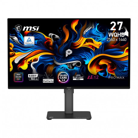 Монитор 26.5" MSI PRO MAX 271QPX14G QD-OLED, 2560x1440, 144Hz, 0,03ms, 250сd/m, 1500000:1 | 2xHDMI(2.1), DP(1.4a), Type-C(PD-15W) | HAS, Pivot, Swivel, InPSU, Speakers, Vesa 100, Black
