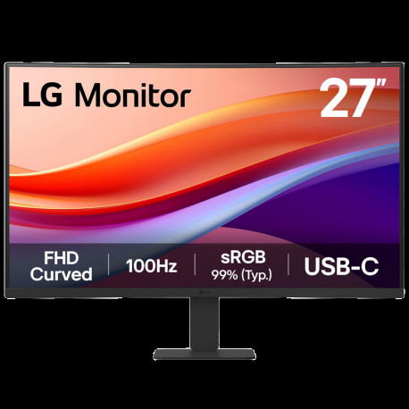 Монитор 27" LG 27U421A-B Curved VA, 1920x1080, 100Hz, 5ms, 250сd/m, 3000:1, HDR10 | HDMI(2.0), Type-C(PD-15W) | ExPSU, Vesa 100, Black
