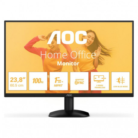 Монитор 23.8" AOC 24B35HM2 VA, 1920x1080, 100Hz, 4ms, 250сd/m, 4000:1 | VGA , HDMI(1.4) | ExPSU, Vesa 100, Black