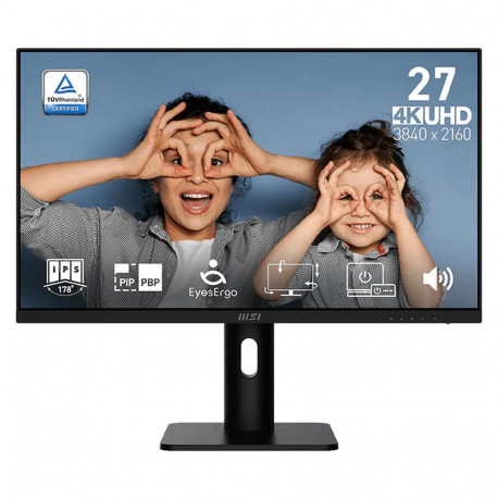 Монитор 27" MSI PRO MP273UP E6 IPS, 3840x2160, 60Hz, 4ms, 300сd/m, 1000:1, HDR | 2xHDMI(2.0b), DP(1.4a) | HAS, Pivot, Swivel, ExPSU, Speakers, Vesa 75, Black