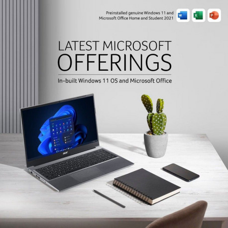 Ноутбук Acer Aspire Lite 15 AL15-41P-R0JJ AMD Ryzen 3 5400U/8Gb (1*8 D4)/SSD256Gb/UMA/15.6"/IPS/FHD/1920x1080/60Hz/Win11/Silver/1.7kg-7