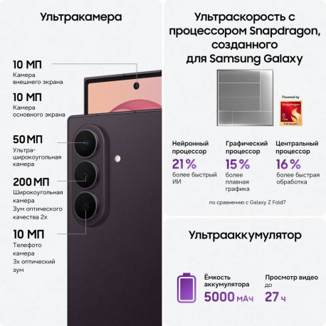 Смартфон 8.0" Samsung Galaxy Z Fold 8 Ultra 12+512Gb фиолетовый (SM-F976BZVCCAU)-13