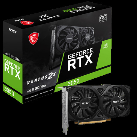 Видеокарта MSI RTX3050 VENTUS 2X E OC 6GB GDDR6 96bit 2xDP HDMI 2FAN RTL
