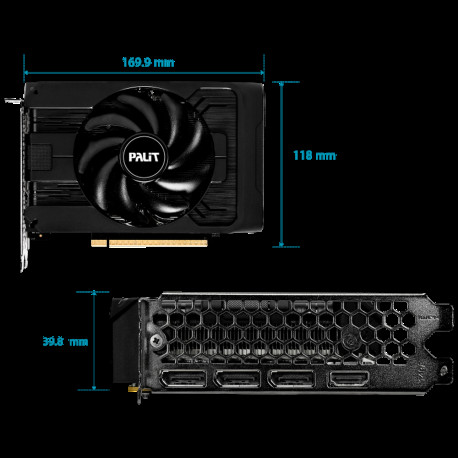 Видеокарта Palit RTX5050 STORMX OC 8GB GDDR6 128bit 3-DP HDMI 1FAN ITX RTL-9